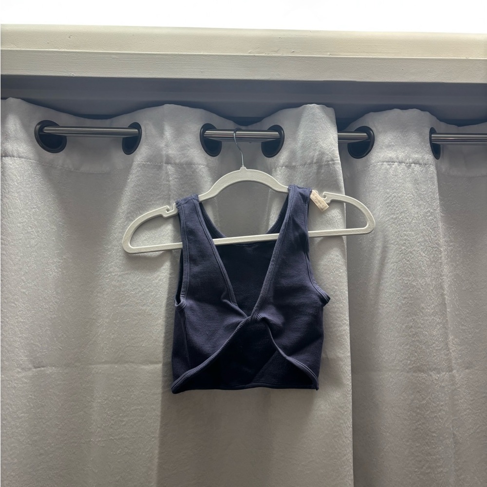 Stylish Navy Blue Twisted Crop Top